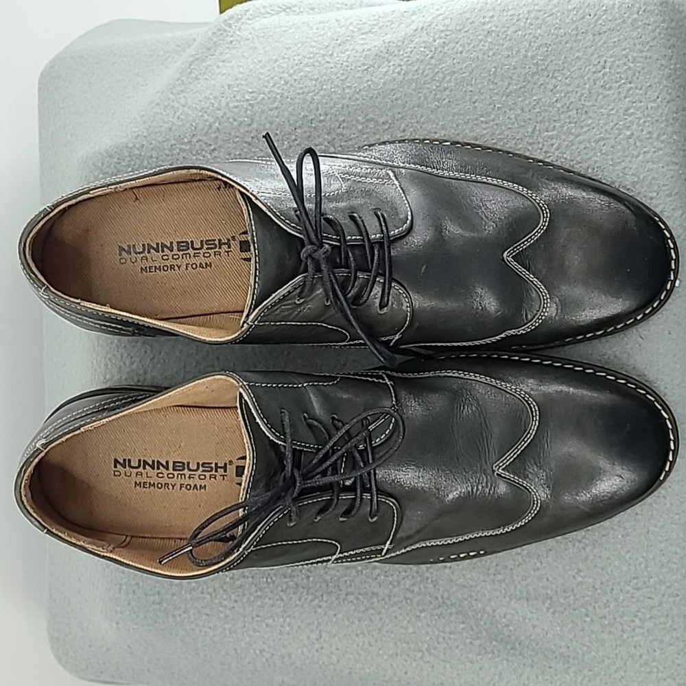 NUNN BUSH Men's Gray Oxford‎ Shoes Leather Wingtip - Size 11.5M